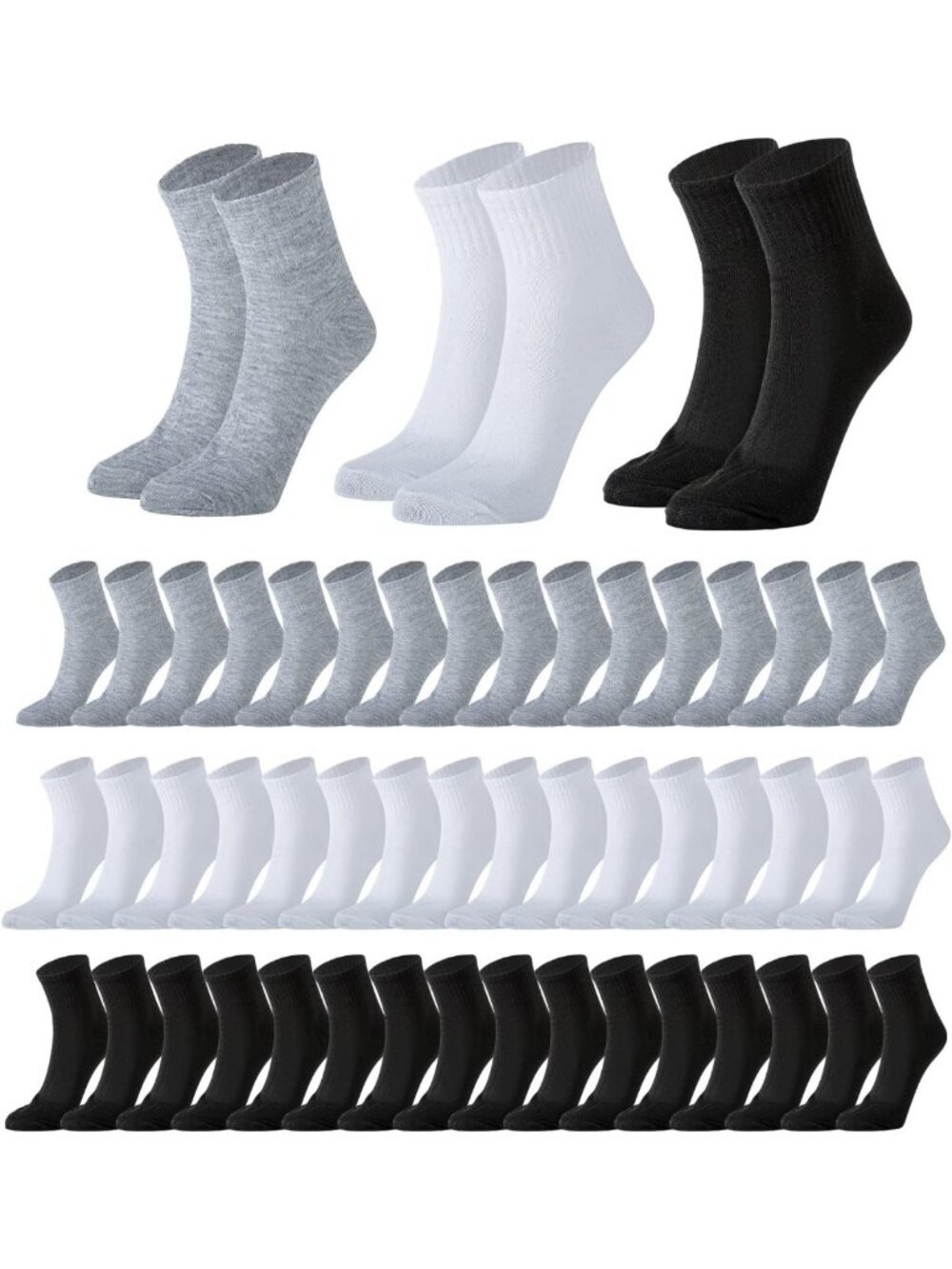 120 Pairs Men's & Women's Ankle Socks - Athletic, Moisture-Wicking, Casual